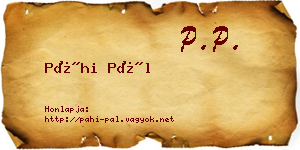 Páhi Pál névjegykártya